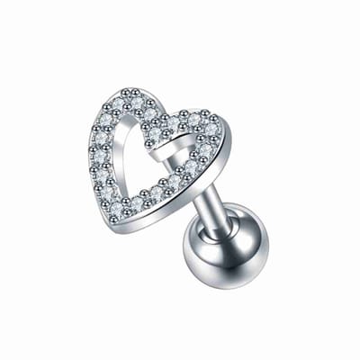 WeLoveSilver - chirurgisch stalen hartvormige piercing - kristallen - 6 mm