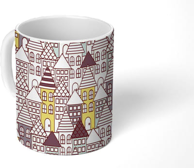 Mok - Koffiemok - Patronen - Huis - Skyline - Mokken - 350 ML - Beker - Koffiemokken - Theemok