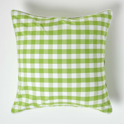 Homescapes groen geruit kussenhoes 60 x 60 cm gemaakt van 100% katoen