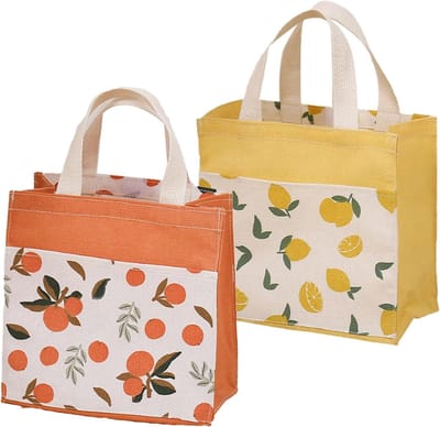 Allecto - Katoenen Tas Herbruikbaar - Fabric Bag met Handvatten - Opvouwbare Shopper - Voor Boodschappen Onderweg - Geschikt voor Vrouwen - Lemon Y...