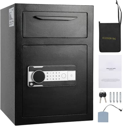 2,5 Cub Depository Kluis, Inwerp Kluis met Elektronisch Codeslot en 2 Sleutels, 51,5 cm x 35,5 cm x 35,5 cm, Voor Contant Geld en Post, Thuis, Hotel, Kantoor