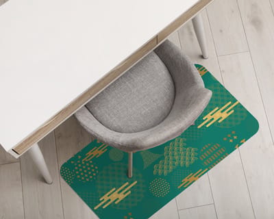 Coloray Vloerbeschermer - Japanse symbolen Vloerbeschermer Bureaustoel - 100x70 cm - Groente Vloerbeschermer Harde Vloer - Motif Vloerbeschermer - PVC Vloerbeschermer - Rechthoekige Mat - Etnische Thema