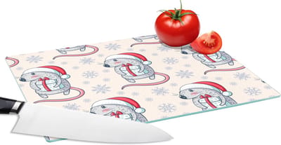 Glazen Snijplank - 28x20 - Rat - Kerstcadeau - Kinderen - Kerst - Patronen - Snijplanken Glas