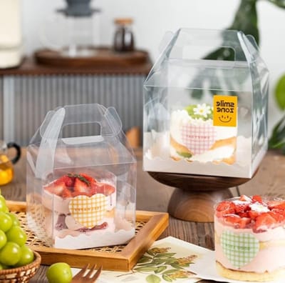 Duidelijke 10-delige taartdozen, 10 inch vierkante plastic geschenkdozen met handvat en basis voor bruiloften, verjaardagen en babyshowers