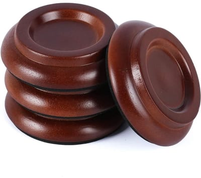 Daity 4-pack - Voetkussentjes van massief hout voor staande piano's - Voetkussentjes voor meubels - slaapbanken en stoelen - Antislip - geluiddempende viltkussentjes - Beschermers voor houten vloeren (bruin)