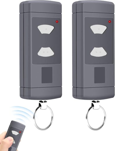 Draadloze afstandsbediening 40.685 MHz voor garagepoort, 2 kanalen, vervangingsremote, grijs, geschikt voor HSE/4 en HSM2/4 modellen