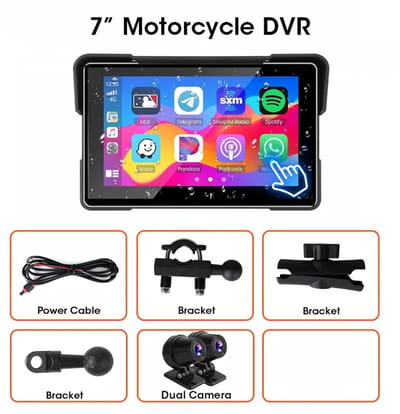 NordHaus Motor Navigatie 7 Inch - CarPlay & Android Auto Scherm - Incl. Dubbele Camera - IPX7 Waterdicht - Met 32GB SD Kaart