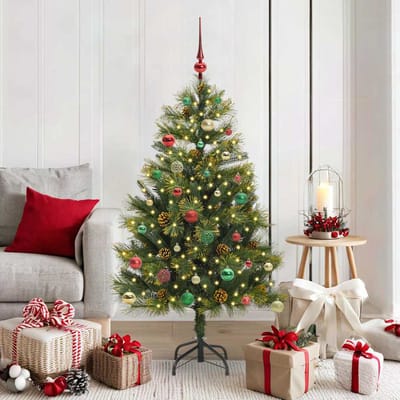 vidaXL - Kunstmatige - Scharnierende - Kerstboom - met - Kegels - Groen - 150 - cm