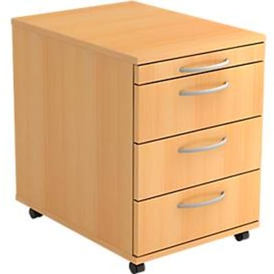 Verrijdbaar ladeblok TARA, 3 schuifladen, B 428 x D 580 x H 590 mm, beukenpatroon