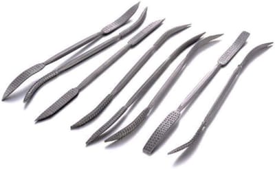 Hout Rasp Set - Riffler Vijlen - Houtbewerking en Snijden - Dubbele Profielen - 190mm - Zilver