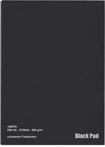 Tekenblok - Black Pad - Zwart Tekenpapier - Hoogwaardige A4 Vellen - Voor Schilderen, Tekenen, en Creatieve Hobby Projecten - Geschikt Voor Acrylverf en Markers - 300 Gram - Talens AMI - Set van 10