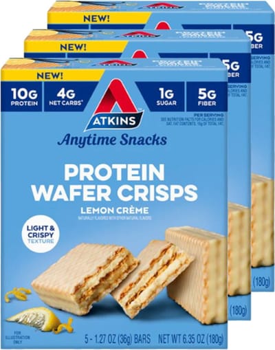 Atkins | Protein Wafer Crisps | Lemon Crème | 3 stuks | 3 x 180g