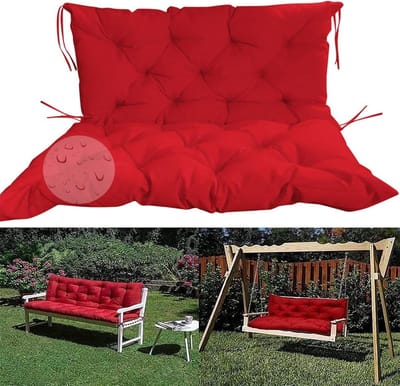 Bankkussen met Rugleuning - Tuinkussen Zitkussen - Buiten Ontspannen - Waterafstotende Stof - 150 x 100 cm - Rood