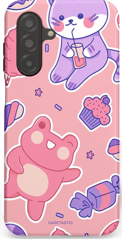 Casetastic hoesje geschikt voor Samsung Galaxy A26 - Dubbellaagse bescherming - Snoepvriendjes - Fashion Case - Lichtroze Lavendel Koraal