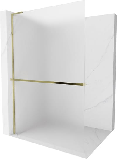 Mexen Kioto+ L douchewand met plank Walk-in 70 x 200 , ijs, goud - 800-070-123-50-30