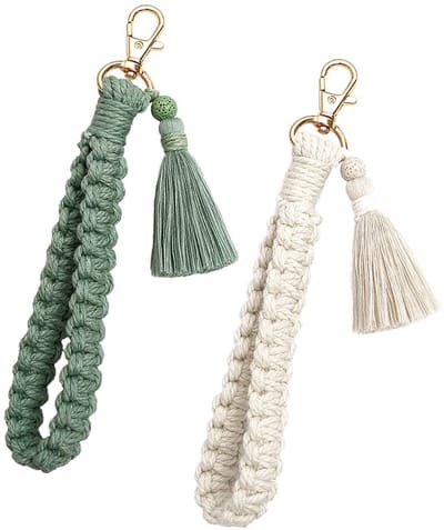 Stunq® Korte Boho Macram Sleutelhanger - Katoen, Handgemaakt, Vrouwen