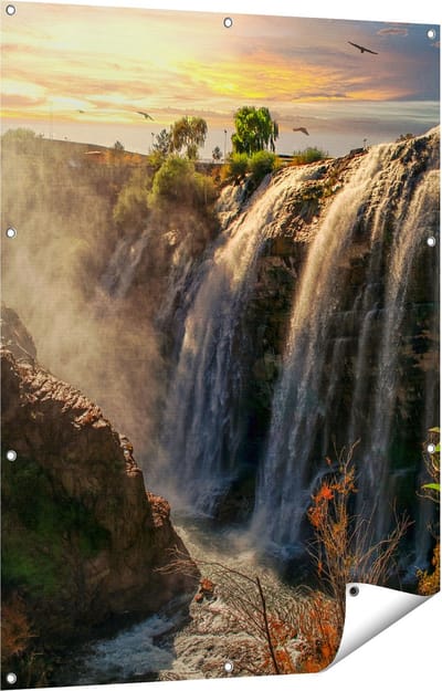 Gards Tuinposter Watervallen vanaf de Kliffen - 90x120 cm - Tuindoek - Tuindecoratie - Wanddecoratie buiten - Tuinschilderij