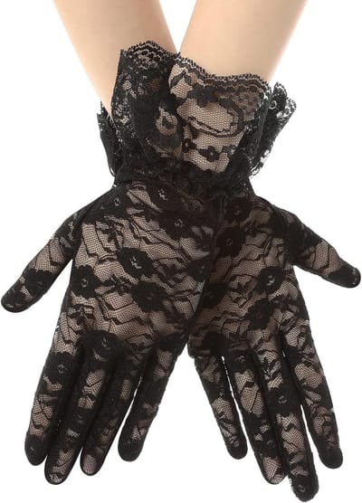 Elegante Korte Kanten Handschoenen voor Dames - Bloemmotief, Zonnebescherming en Perfect voor Bruiloften en Feestjes
