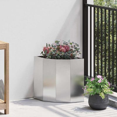 vidaXL Hoek Plantbak zilver 30 x 30 x 35 cm Roestvrij staal