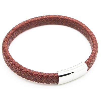 Sorprese armband - Special - armband heren - rood - gevlochten leer - 22 cm - cadeau - Model O