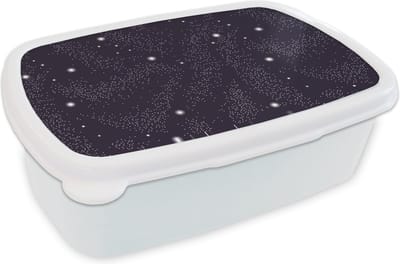 Broodtrommel Wit - Lunchbox - Brooddoos - Ruimte - Sterrenhemel - Kinderen - Design - 18x12x6 cm - Volwassenen