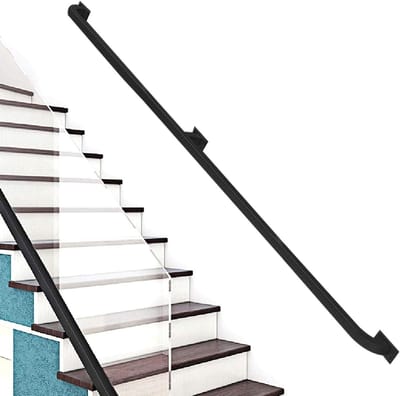 Trapleuning Smeedijzer - Veiligheidssteun Bar - Veilig Traplopen - Sterke Corrosiebestendigheid - 210 cm - Zwart