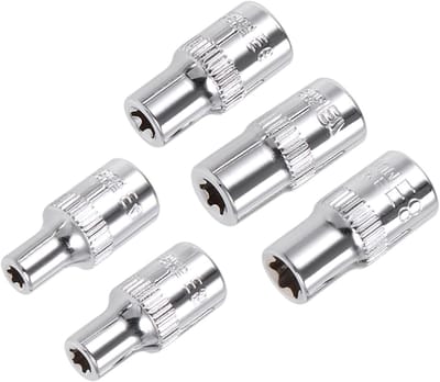 Complete 5-delige Torx Steeksleutel Set 1/4 Inch Drive E4 - E8 voor DIY Klussen en Reparaties, Cr-V Staal