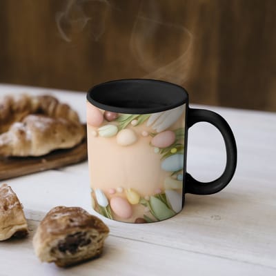 Magische Mok - Foto op Warmte Mokken - Koffiemok - Tulpen - Eieren - Chocolade - Pastelkleuren - Magic Mok - Beker - 350 ML - Theemok