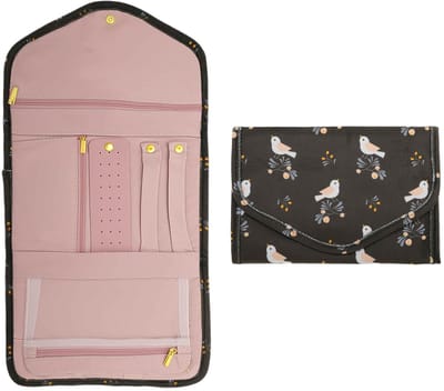 Dailygoods- Sieradenorganizer groot - Sieraden etui - Reisaccessoires - Fluwelen organizer - Zichtbaar vak met ritssluiting - Bescherming tegen krassen en vocht - Sieradenetui