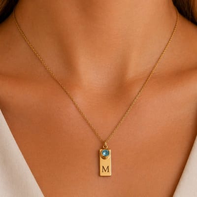 Geboortesteen Initiaal Ketting Goud