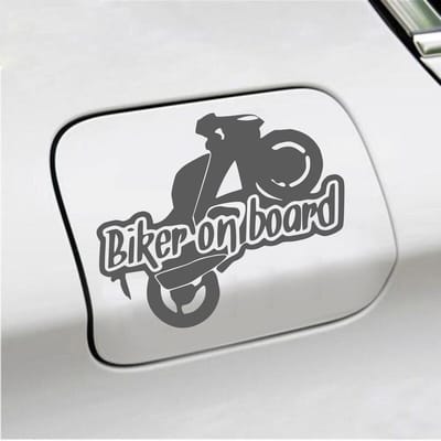 Bumpersticker - Biker On Board - 11,9 X 14,8 - Antraciet