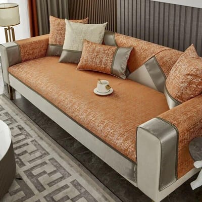 Luxe Platina Jacquard Bankhoes Grijs Brede Rand Zitkussen Woonkamer Modern Antislip Universeel Armleuning Handdoek Hoes Doek 70x70cm 1pcs