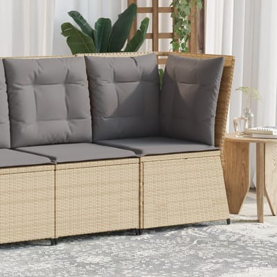 vidaXL - Tuinhoekbank - met - kussens - poly - rattan - beige