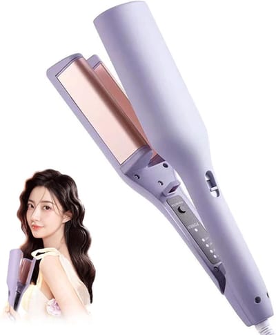 Romantische Franse Omelet Krulspelden Paars - Ionisch V-Vormig + Snelle Verwarming + Instelbare Temperatuur - Water Rimpel Krulspelden / Haarstyling Tool / V-Vormige Krulspelden - e Golven voor Romantic Franse Styling