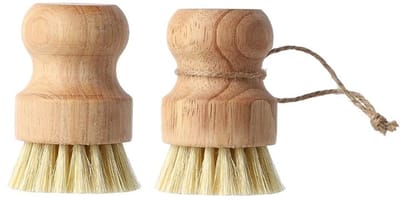 Dailygoods- Reinigingsborstels 2 Stuks - Natuurlijke Plant Vezels - Houten Handvat - Duurzaam - Ergonomisch Ontwerp - Milieuvriendelijk - Afwasborstels