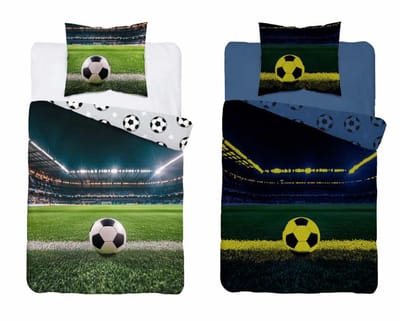 Glow in the dark dekbedovertrek Voetbal Champions - katoen - 140x200 + 70x80 cm