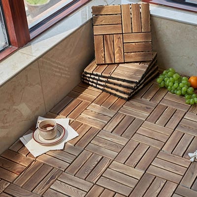 Houten Terrasvloer Tegels - Buiten vloerplaten - Tuin Inrichten - Kliksysteem drainage - 30x30 cm - Houtkleur