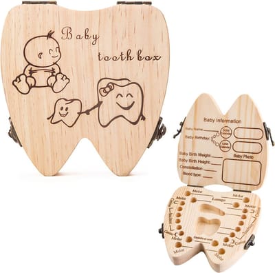 Melktandendoos voor Meisjes en Jongens - Houten Tanddoos met Displayfunctie voor het Bewaren van Melktanden - Perfect Cadeau voor Doop en Verjaardag