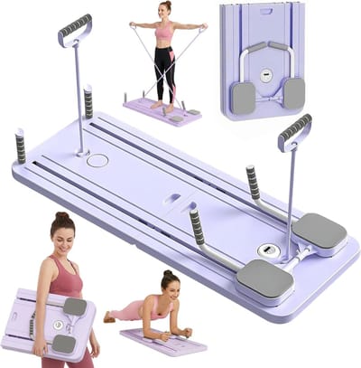 Pilates Reformer Board - Fitness Trainer - Thuis Trainen - Ingebouwde Timer - 4.6 kg - Paars