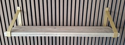 Hoexs - Steigerhout - 90 cm - Metalen Plankdragers Goud - Industrieel - Wandplank - Decoratie - Keukenplank
