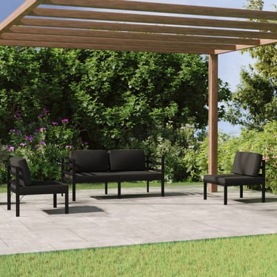 vidaXL - 4-delige - Loungeset - met - kussens - aluminium - antracietkleurig