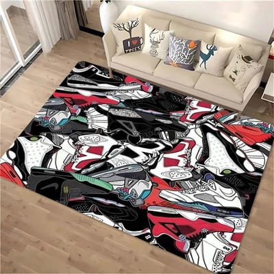 HD Print Mode Basketbalschoenen Vloerkleed voor Slaapkamer Woonkamer Hal Lange Strook Tapijt Antislip Vloerkleed Sofa Deurmat Huis Mat 70x100cm (28x39in)