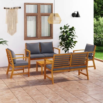 vidaXL - 5-delige - Loungeset - met - kussens - massief - acaciahout