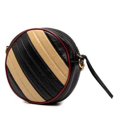 Tweedehands Mini Gg Marmont Matelassé Leren Torchon Ronde Schoudertas