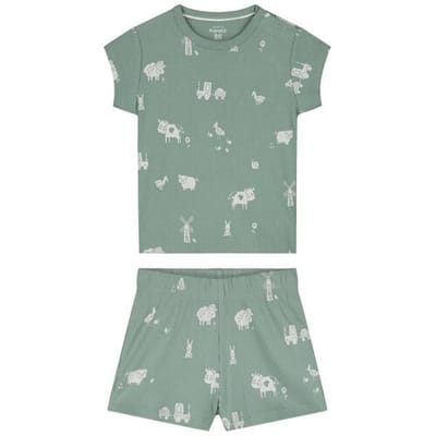 Prénatal peuter shortama rib Midgreen 74 heren