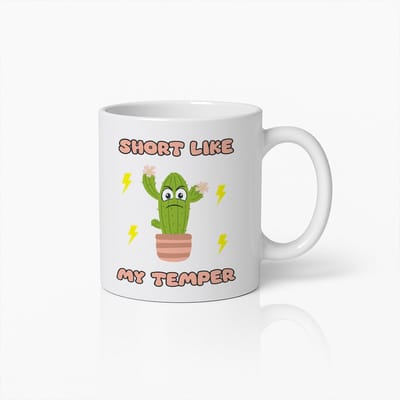 "Kort Zoals Mijn Temperament" Grappige Cactus Mok – Humoristisch Cadeau Voor Vrienden en Familie