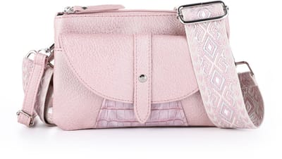 Michelle Bags & Accessoires - Metallic Pink damesschoudertas met chique riem