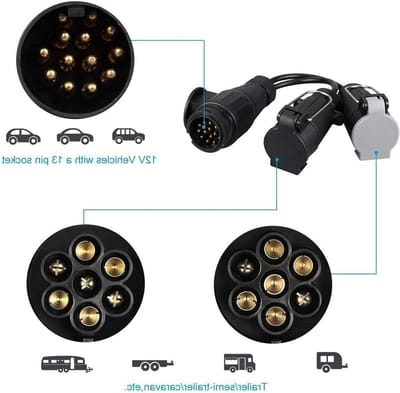 13-Pins naar 7-Pins Caravan Adapter - Converter voor 12N+12S Stekker, Ideaal voor Camper en Trailer Gebruik