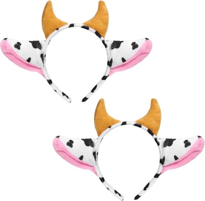 2 Stuks Pluchen Koe Hoed Hoofdband Dieren Kostuum Accessoires voor Kinderen, Carnaval, Cosplay en Feestdecoratie