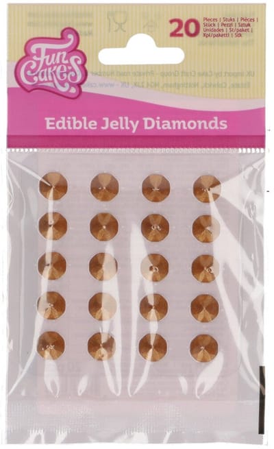 FunCakes Jelly Diamonds - Goud - pk/20 - Eetbare Taartdecoratie